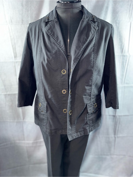 TanJay Jackets & Blazers - 3053-TanJay Black Grommet-Accent Blazer & Pant Suit